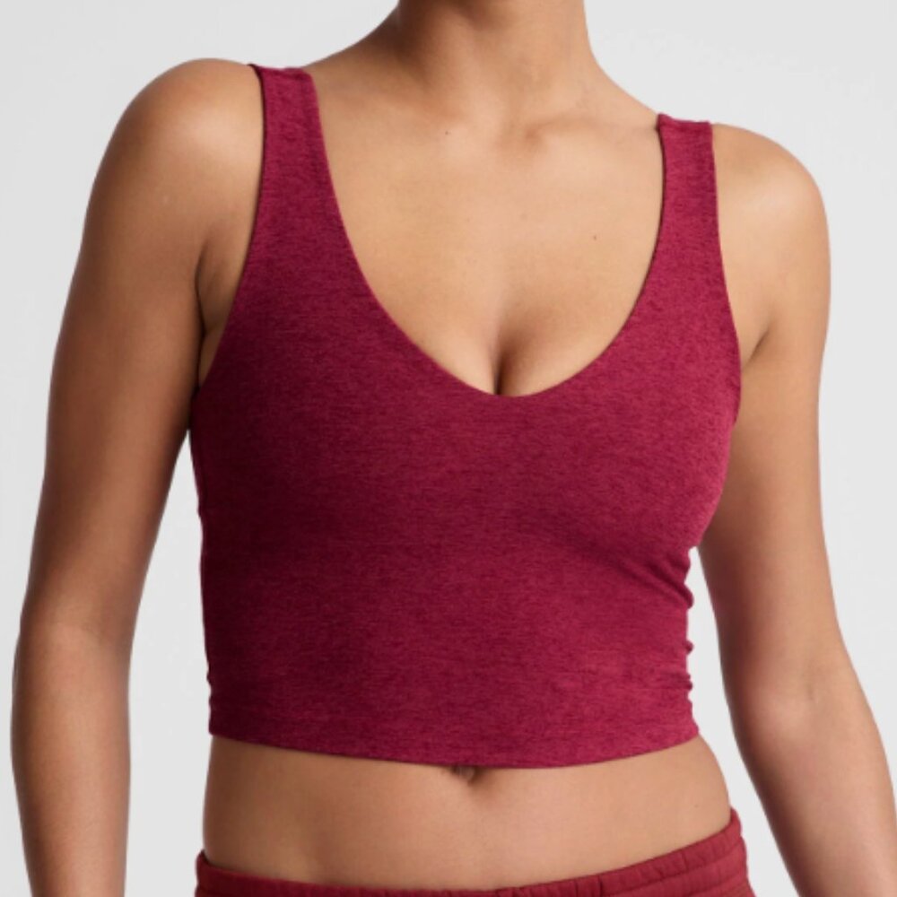 Beyond Yoga Spacedye Good Day Cropped Tank in Bordeaux Heather - Picture 3 of 8